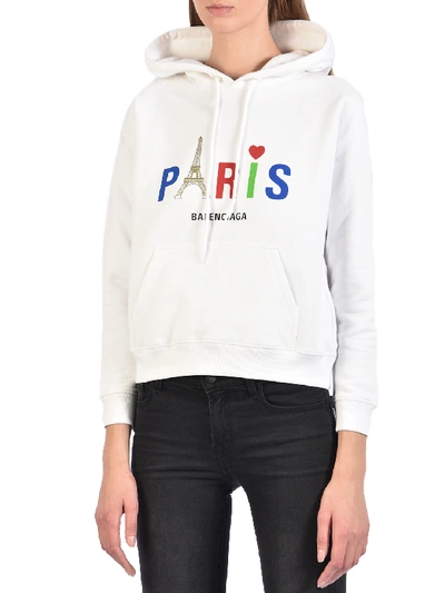Shop Balenciaga Paris Sweatshirt White