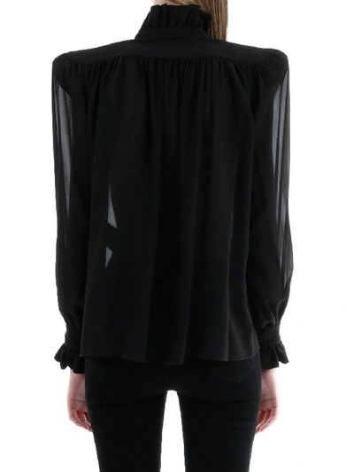 Shop Saint Laurent Poet Blouse In Silk Georgette In Black