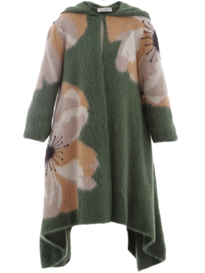 Shop Valentino Coat With Flowers In Green