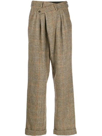 Shop R13 Check Wool Trousers In Beige