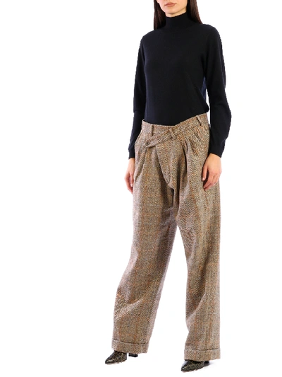 Shop R13 Check Wool Trousers In Beige