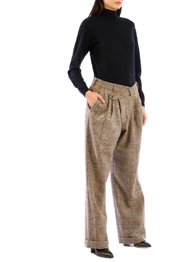 Shop R13 Check Wool Trousers In Beige