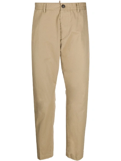 Shop Dsquared2 Beige Chino Trousers