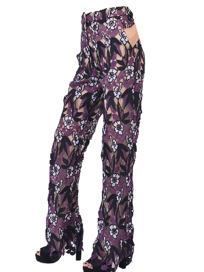 Shop Self-portrait Lace Palazzo Trousers In Purple