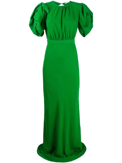 Shop Alessandra Rich Long Green Silk Dress