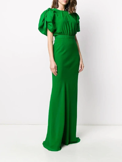 Shop Alessandra Rich Long Green Silk Dress