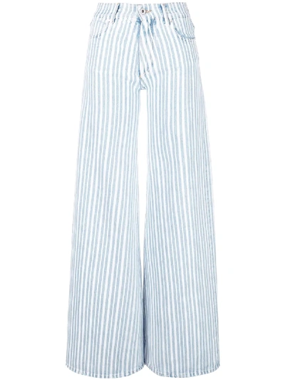 Shop Off-white Striped Palazzo Pants In Light Blue