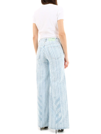 Off-white Off White Striped Palazzo Pants In Light Blue