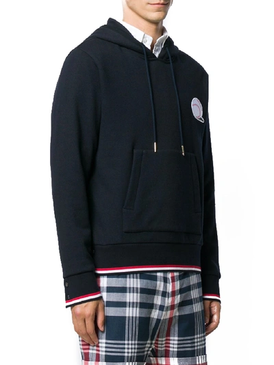 Shop Thom Browne Baseball Hoodie Blue