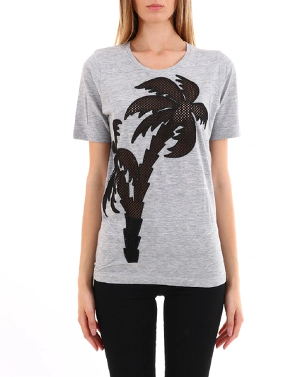 Shop Dsquared2 Gray Cotton Palm T-shirt In Grey