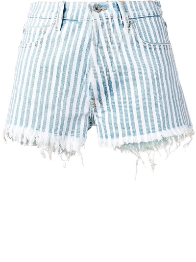 Shop Off-white Striped Shorts In Light Blue