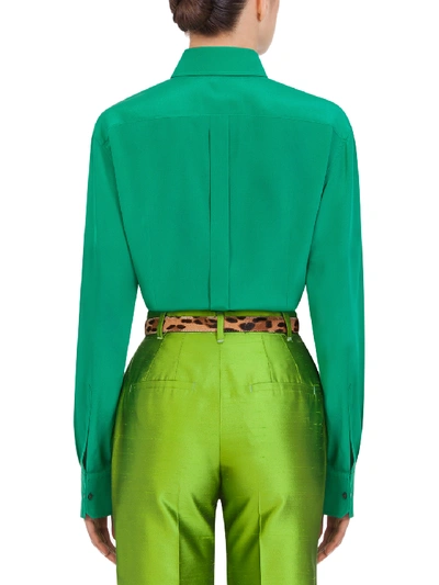 Shop Dolce & Gabbana Green Silk Shirt