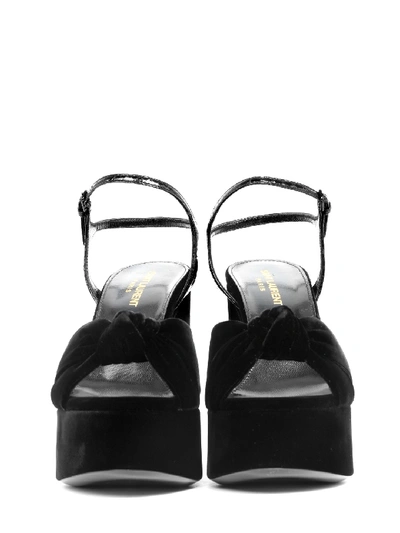 Shop Saint Laurent Bianca Sandals In Velvet In Black