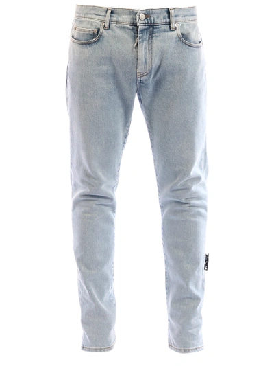 Shop Off-white Diagonals Skinny Jeans In Light Blue