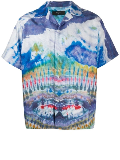 Shop Amiri Bowling Shirt Tye-die In Blue