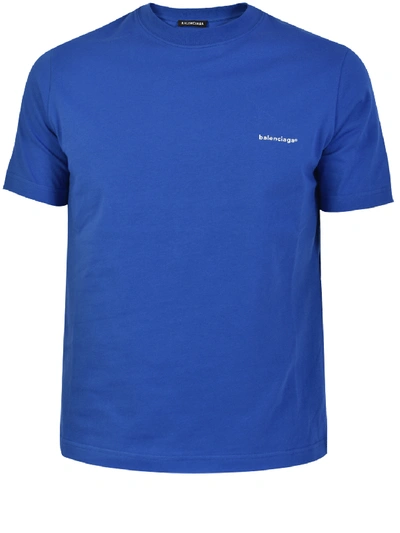 Shop Balenciaga T-shirt Logo Blu In Blue