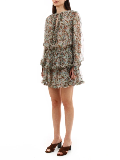 Shop Stella Mccartney Floral Silk Dress In Green