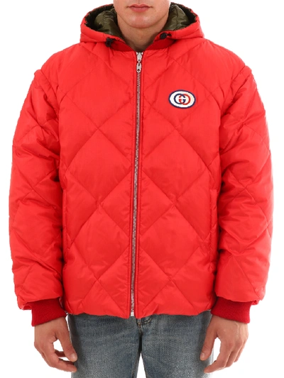 Shop Gucci Reversible Down Jacket In Red