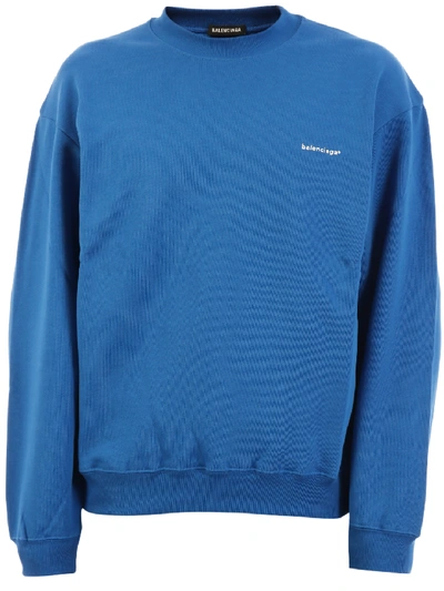 Copyright Crewneck Cotton Sweatshirt In Blue