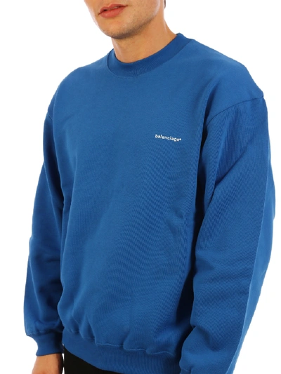 Shop Balenciaga Copyright Logo Sweatshirt In Blue