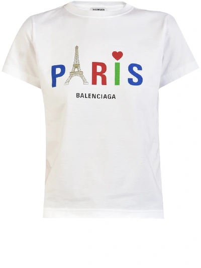 Shop Balenciaga T-shirt Paris Love White