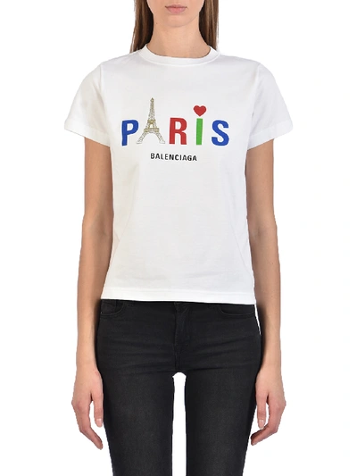 Shop Balenciaga T-shirt Paris Love White