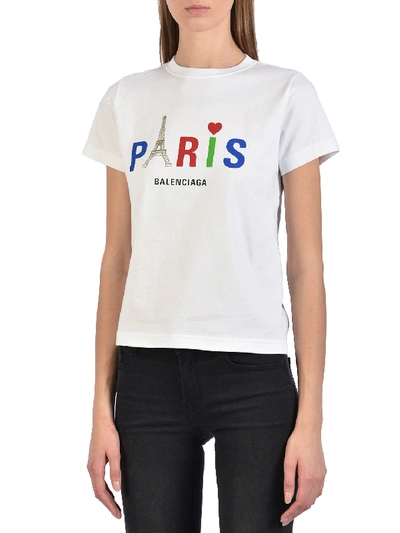 De Alpen Vrijwel Oxideren Balenciaga Paris Print Cotton Jersey T-shirt In White | ModeSens