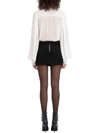 Shop Balmain Wool Skirt Black