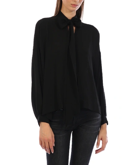 Shop Balenciaga Loose Cut Silk Top Black