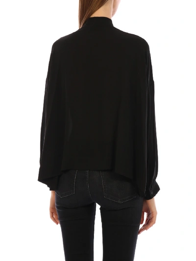 Shop Balenciaga Loose Cut Silk Top Black