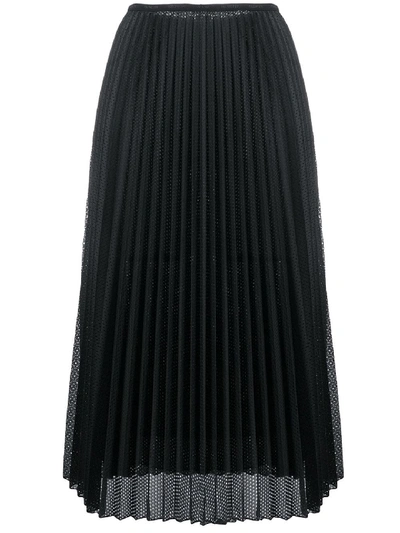 Shop Moncler Pleated Midi Skirt Black