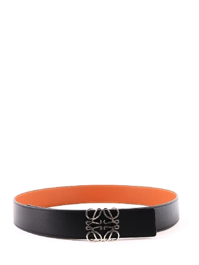 Shop Loewe Reversible Anagram Belt In Black