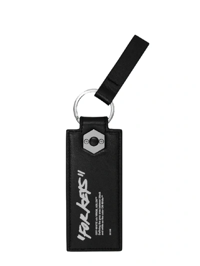 Shop Off-white Leather Keychain Black