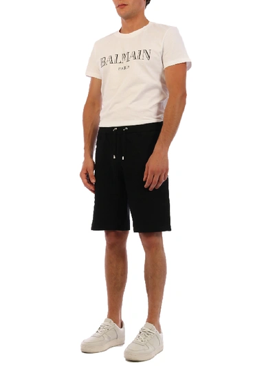 Shop Balmain Logo Shorts Black