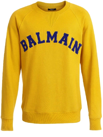 Shop Balmain Sweatshirt Logo Yellow