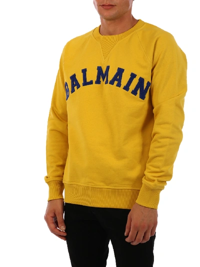 Shop Balmain Sweatshirt Logo Yellow