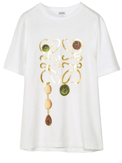 Shop Loewe Anagram Brooch Print T-shirt In White