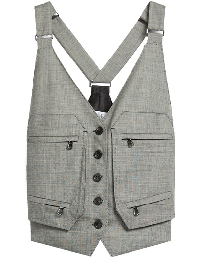 Shop Max Mara Wool Grisaille Waistcoat Gray In Grey