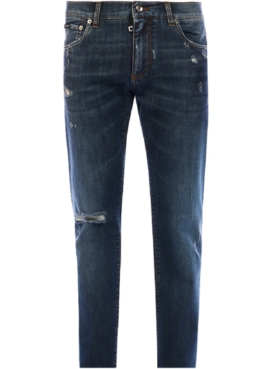 Shop Dolce & Gabbana Skinny Jeans In Blue Denim