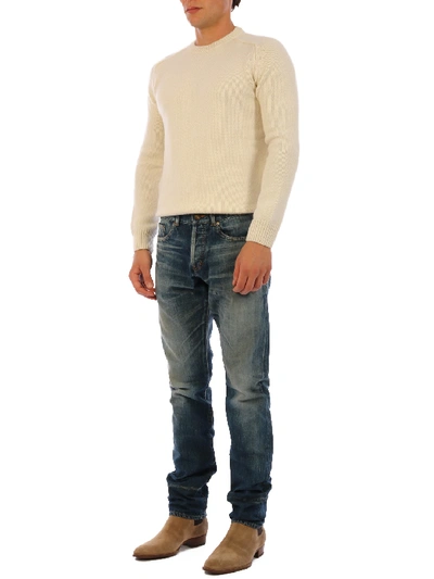 Shop Saint Laurent Slim Fit Jeans In Light Blue