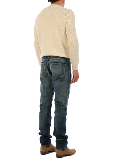 Shop Saint Laurent Slim Fit Jeans In Light Blue