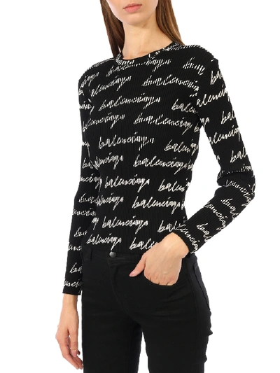 Shop Balenciaga Logo Sweater Black