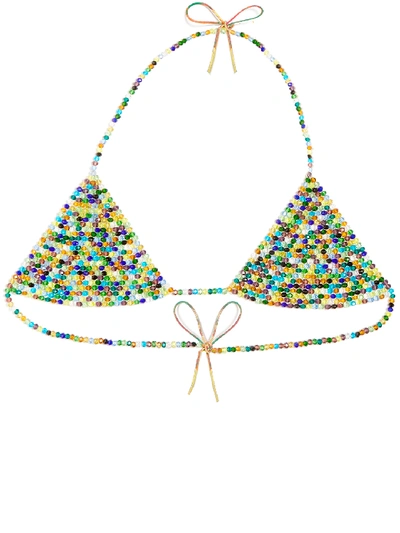 Shop Alanui Multicolor Beads Bra In Printed