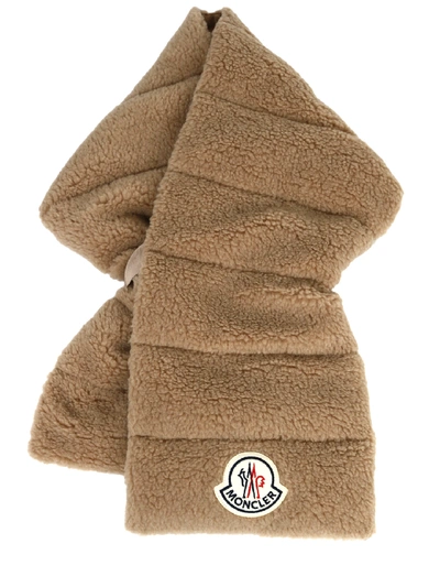 Shop Moncler Faux Fur Scarf In Camel