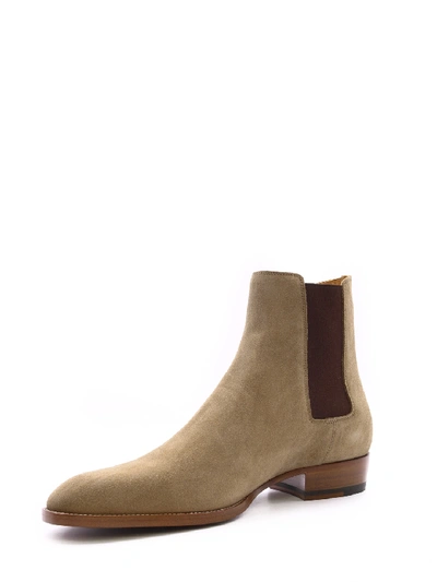 Shop Saint Laurent Chelsea Boots In Beige