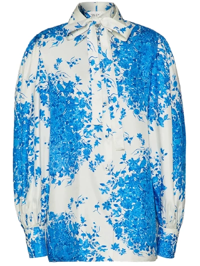 Shop Valentino Bluegrace Silk Shirt In Light Blue