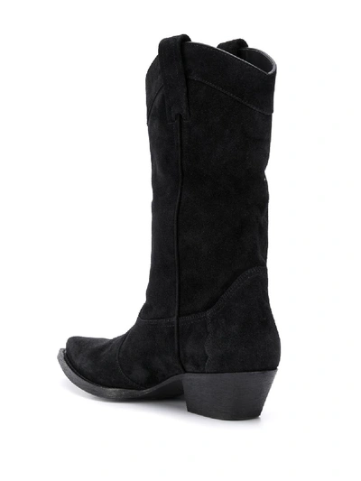 Shop Saint Laurent Suede Boot Lukas In Black