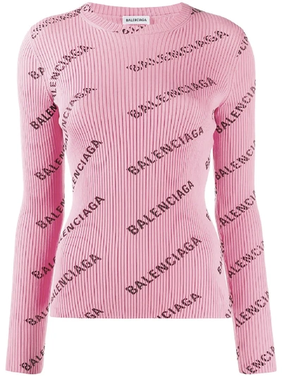Shop Balenciaga Logo Sweater Pink