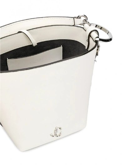 Shop Jimmy Choo Varenne Leather Bucket In White
