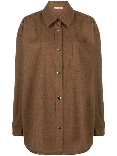 Shop Acne Studios Oversized Buttoned Flannel Overshirt In Brown